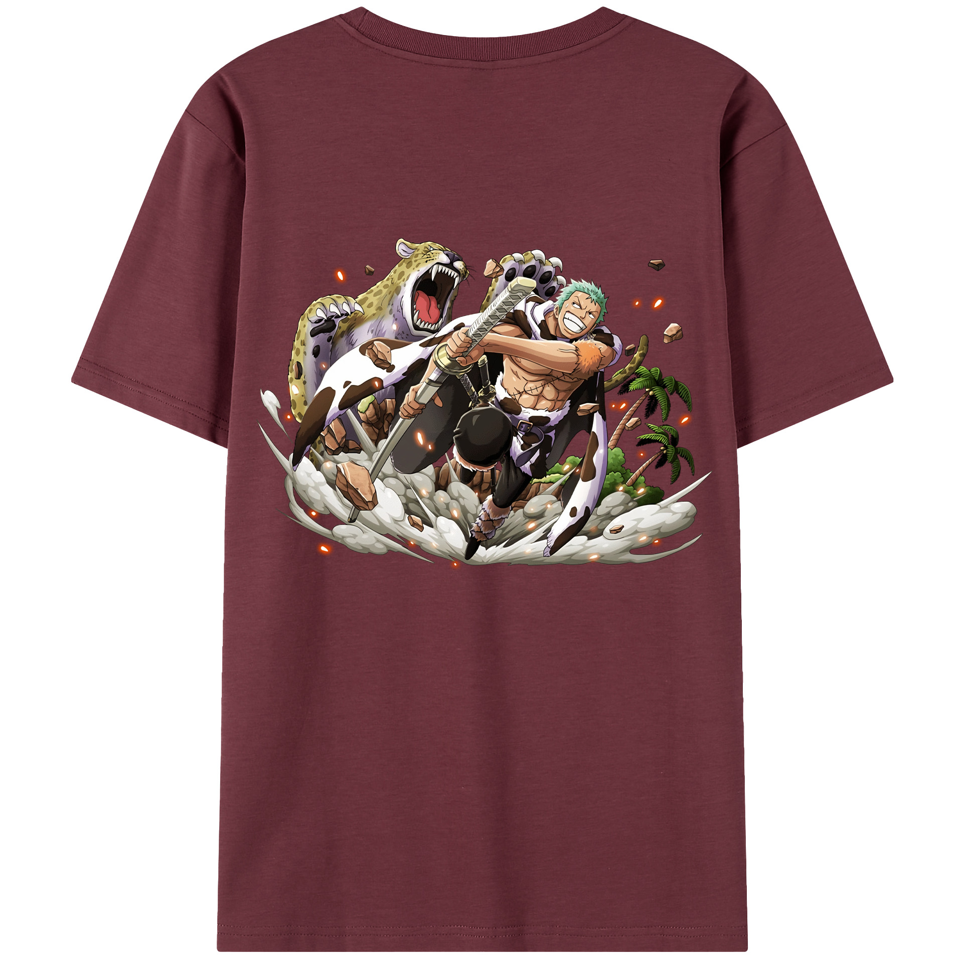ワンピース ロロノア・ゾロ ONE PIECE Roronoa Zoro 綿100％半袖Tシャツ（背面プリント）